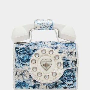 BETSEY JOHNSON!!! KITSCH PEARL TOILE PHONE BAG BLUE